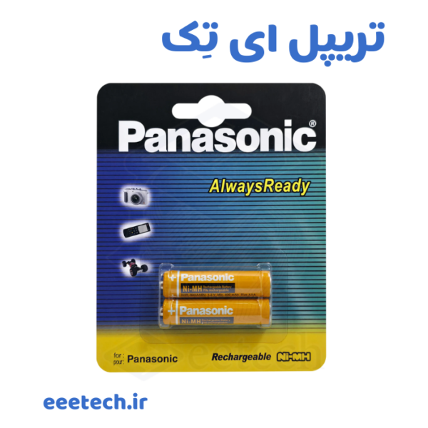 باتری تلفن پاناسونیک دو تایی نیم قلمی شارژی مدل HHR-3MRT/2BM – Ni-MH 1.2V، ظرفیت حداقل ۶۵۰ mAh – مناسب تلفن بی‌سیم پاناسونیک و دستگاه‌های کم‌مصرف