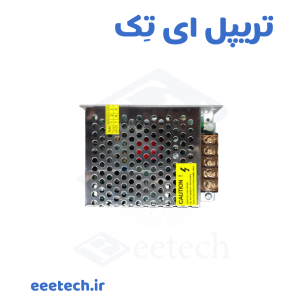 منبع تغذیه صنعتی ۲۴ ولت ۳ آمپر سوئیچینگ بدنه فلزی – ولتاژ ۲۴ ولت، جریان ۳ آمپر، توان ۷۲ وات – مناسب لامپ LED، نوار LED، دوربین مداربسته و دستگاه‌های صنعتی